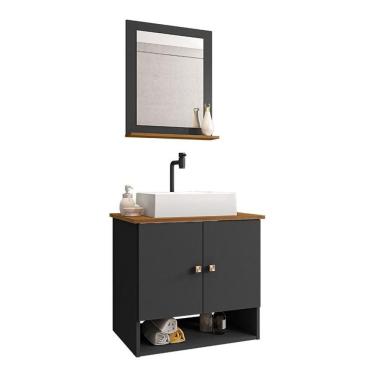 Imagem de Gabinete Banheiro Deli Torino Bco Torneira Valv Click Black