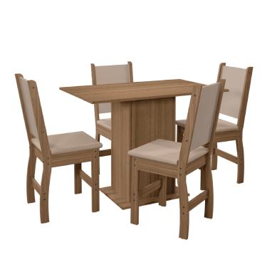Imagem de Conjunto De Mesa Com 4 Cadeiras Para Sala de Jantar Clara 108cm Madeirado / Savana Poliman