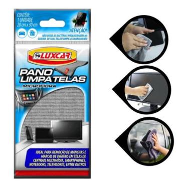 Imagem de Pano Multiuso Limpa Telas/ Manchas/ Marcas Microfibra Luxcar Cor Cinza