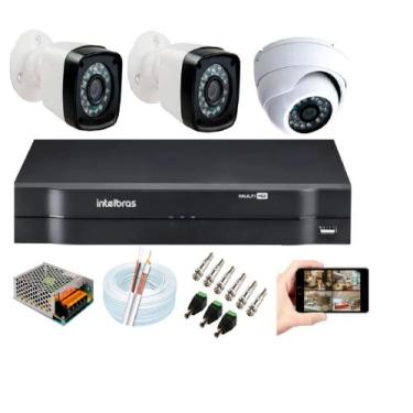 Imagem de Kit De Câmeras Intelbras Com 2 Bullet Externas e 1 Dome Interna DVR Hí
