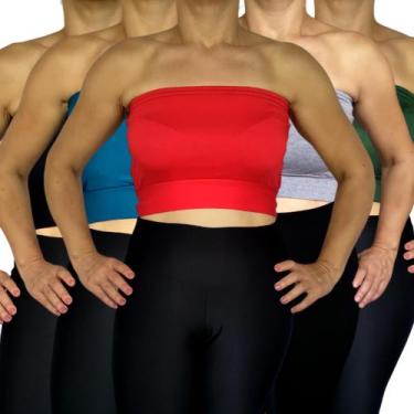 Imagem de Kit 5 Tops Femininos Faixa sem alça Elástico Barra Cores Sortidas Visc