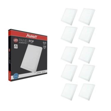Imagem de Kit 10 Painel de Led Plafon Sobrepor Quadrado 30W 40x40cm Alumínio Bra