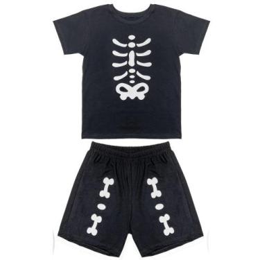 Imagem de Conjunto Juvenil Look Jeans Ossos Preta - PRETO - 8, 8, Preto