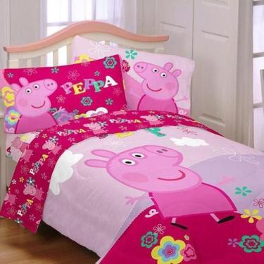 Imagem de Jogo de cama infantil peppa pig 6 pç casal comum com edredom - Casa Da