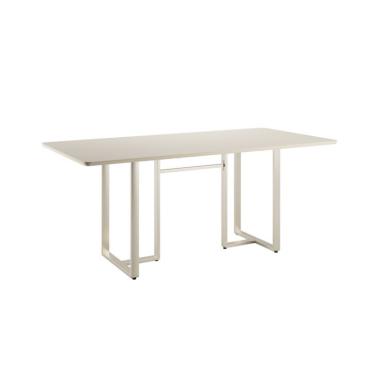 Imagem de Mesa de Jantar Retangular com Tampo de Vidro Arcadia Off White e Champagne 160 cm