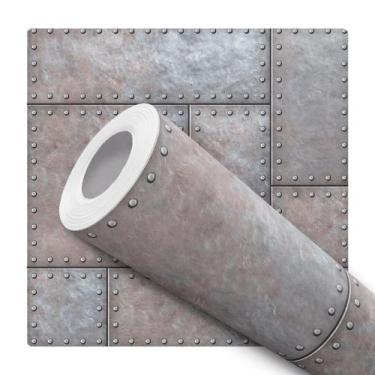 Imagem de Papel De Parede Adesivo Lavável Escritório Placa De Aço Cru Com Rebite