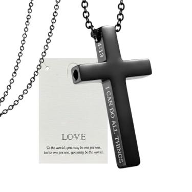 Imagem de Colar de respiração cruzada para ansiedade, versículo bíblico inspirador, antiansiedade, mindfulness, ouro, filipenses, 4:13, colar com pingente de cruz I Can Do All Things, colar de respiração