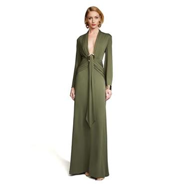 Imagem de HALSTON Vestido feminino Ahano em jérsei, Veneno, 34