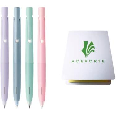 Imagem de Caneta esferográfica retrátil Zebra Blen, ponta fina de 0,5 mm, corpo com 4 cores, conjunto de notas adesivas