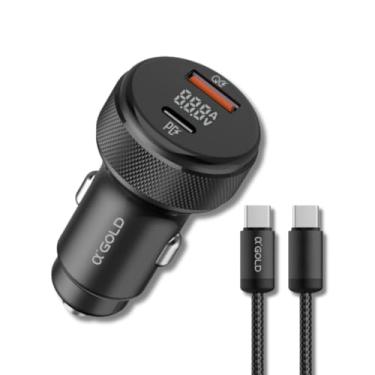 Imagem de Carregador Veicular Turbo 60W Para Automóvel Carregador de Carro Duas Entradas com Carregamento Super Rápido + Cabo USB-C Premium Compatível Com Todos Dispositivos IOS e Android