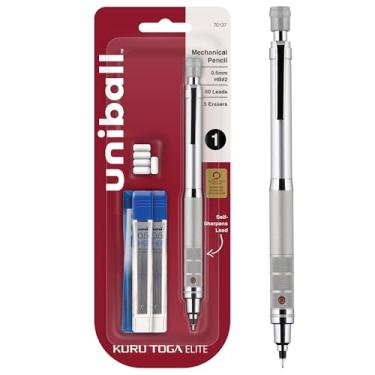 Imagem de Uniball Kuru Toga Elite Kit para Iniciante de Lapiseira com Barril Prata e Ponta de 0,5 mm, 60 Recargas de Grafite e 5 Recargas de Borracha, HB #2, Material de Escritório, Material Escolar, Desenho