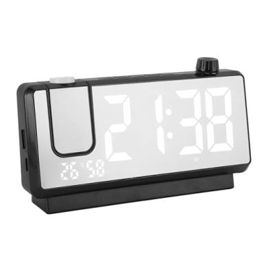 Imagem de Despertador de Projeção LED, Display Digital Grande, Tela Colorida, Espelho, Relógio Eletrônico Com Projetor Giratório, Adequado para Casa, Sala de Estar, Quarto, Mesa (BLACK)