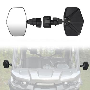Imagem de CUSAUTV Espelhos laterais de alumínio compatíveis com 2016-2025 Can-Am Defender HD5/HD7/HD8/HD9/HD10 Acessórios retrovisores laterais convexos dobráveis ajustáveis de substituição para 715008101 (2