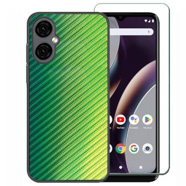 Imagem de Ranyi Capa para celular BLU G34 com protetor de tela, BLU G34 G1070WW, padrão ondulado gradiente colorido, capa de silicone fina e flexível com protetor de tela para BLU G34 G1070WW 2024 - verde