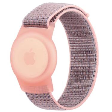 Imagem de Vancle Pulseira infantil para Apple AirTag, capa protetora para rastreador GPS com pulseira de nylon, pulseira de relógio ajustável antiperda para bebês e idosos