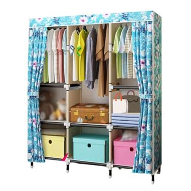 Imagem de Guarda-roupa Armário de guarda-roupa em pé para casa autônomo rack de roupas tecido armário de armazenamento para pendurar roupas economia de espaço armário