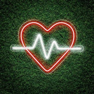 Imagem de Painel Neon Led Coração Batida Casal Romantico Luminaria - OntheLight