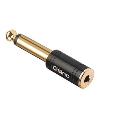 Imagem de Disino Adaptador estéreo mono de 1/10.2 cm para 1/20.3 cm, novo upgrade banhado a ouro 6,35 mm TS macho para adaptador estéreo TRS fêmea de 3,5 mm para fone de ouvido, adaptador de amplificador, preto
