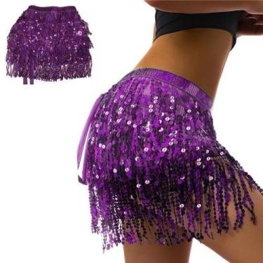 Imagem de Saia Carnaval Midi Paete 40 Franja Saia Lantejolas - 70P, Lilás