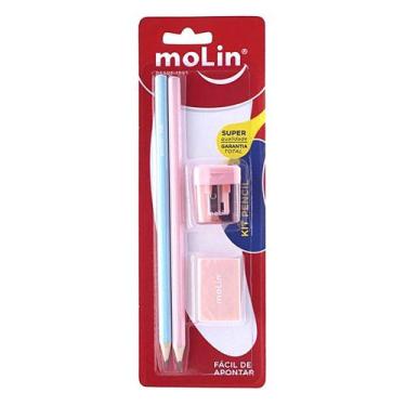 Imagem de Kit Pencil Escolar Com 2 Lápis, Apontador E Borracha Molin
