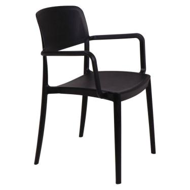 Imagem de Cadeira Tramontina Marta Em Polipropileno Preta Com Braços Tramontina
