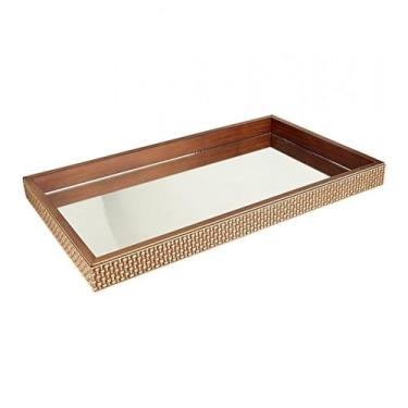 Imagem de Bandeja decorativa TRELIÇA de madeira com espelho  46 x 27 - Utensilio