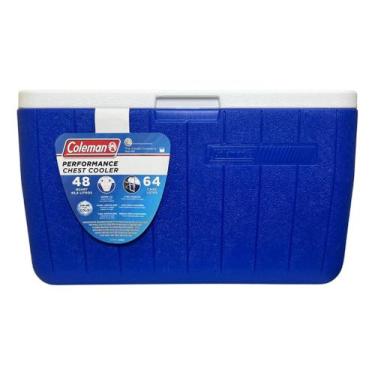 Imagem de Caixa Térmica Coleman 48qt 45,4 Litros Cor Azul 64 Latas, Azul