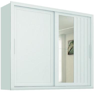 Imagem de Guarda Roupas Casal Ripado com Espelho 2 Portas de Correr 4 Gavetas Trianon Branco Zanzini