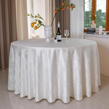 Imagem de JONKMY Toalha de mesa redonda para hotel, restaurante, banquete, toalhas de mesa redondas com padrão floral espesso, toalhas protetoras para aniversário, casa de fazenda, primavera, Páscoa, decoração,