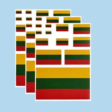 Imagem de Ruoming Ruoming Conjunto de adesivos de bandeira nacional, vários tamanhos, 3 folhas (Lituânia)