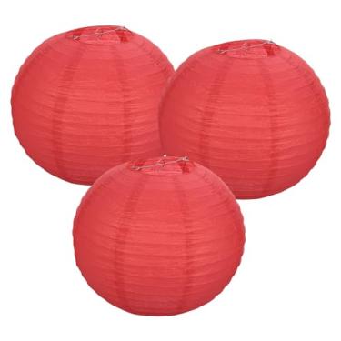 Imagem de PATIKIL Lanternas de papel redondas 40 cm/16, pacote com 3 lanternas decorativas para pendurar lâmpadas, decorações de festa para aniversário, casamento, chá de panela, decoração de casa, vermelho