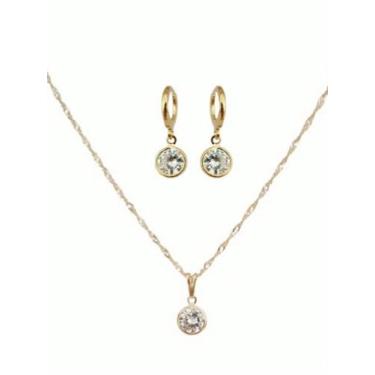 Imagem de Colar Corrente Pingente Ponto de Luz Zircônia Folheado Ouro - MIXFOLHE