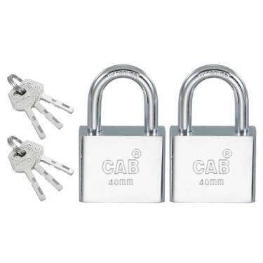 Imagem de PATIKIL Cadeado de copo de pino de 40 mm (1-9/40.6 cm), 2 fechaduras diferentes com chave, cadeados de aço inoxidável, manilha endurecida com chaves para porta interna e externa, prata