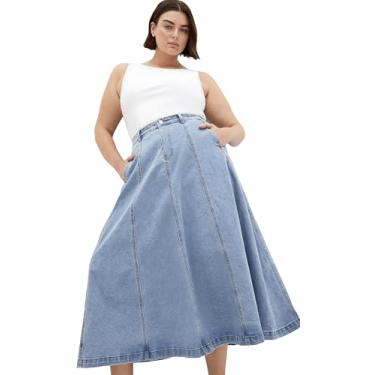 Imagem de City Chic Saia feminina plus size - Alina, Lavagem leve, 50