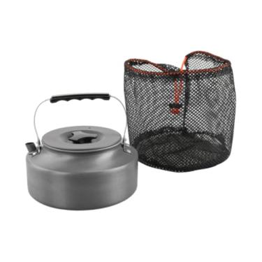 Imagem de YIJU 1.6L Camping Kettle Coffee Pot Water Kettle, Buise de leve para ferver água para pesca de ao ar livre, Alça Preta