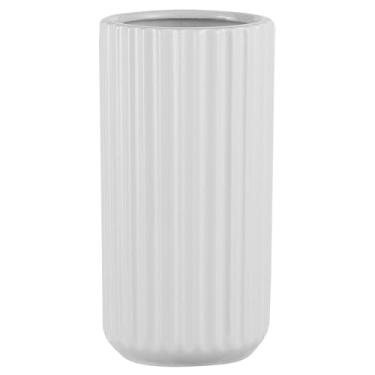 Imagem de Vaso de cerâmica branca para flores, vaso branco moderno para decoração de casa, vaso alto com nervuras para sala de estar, escritório, cornija, estante, mesa de jantar, 20 cm