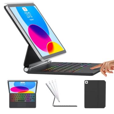 Imagem de Capa para Samsung Galaxy Tab S10+ Plus/S9+ Plus/S9 FE+ Plus/S8+ Plus/S7+ Plus/S7 FE com teclado magnético cantilever flutuante de 12,4 polegadas, trackpad multitoque - retroiluminado (preto)