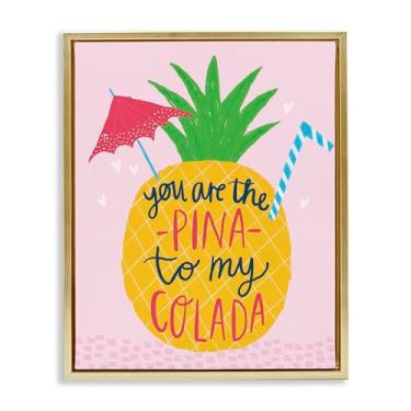 Imagem de Stupell Industries Tela emoldurada Pina To My Colada Gold Floater Design de arte de parede por Lisa Barlow, 17 x 21