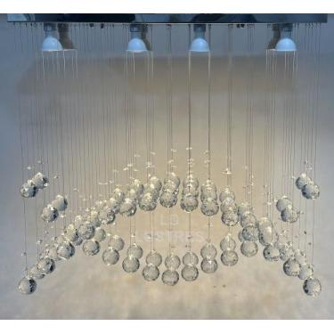 Imagem de Lustre Cristal Moderno Para Mesa De Jantar Base Retangular - LUZ DECOR