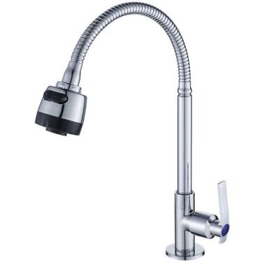 Imagem de Torneira Cozinha Gourmet Flexível Pia Bancada 2 Jatos Metal