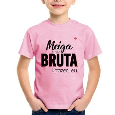 Imagem de Camiseta Infantil Meiga meio bruta - Foca na Moda, Rosa bebê, 2