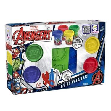 Imagem de Brinquedo Infantil Kit de Massinhas com Plaquinhas dos Avengers Vingadores Cotiplás - 2699