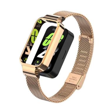 Imagem de T-BLUER Pulseiras compatíveis com Xiaomi Smart Band 9 Active/Redmi Band 3, pulseira de substituição de metal de aço inoxidável, acessórios para Redmi Band 3, 6.5-8.7 pulgadas (165-220mm), Aço