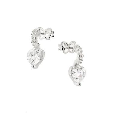 Imagem de Brinco Rommanel Prata 925 Zircônias e Coração 820195