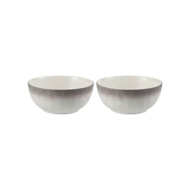 Imagem de Conjunto de talheres de cerâmica minimalista e personalizado, conjunto de pratos de restaurante doméstico - tigela de mão de 20 cm - cinza de mudança gradual - 2 pacotes