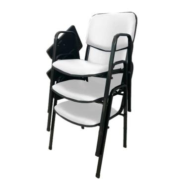 Imagem de 03 Cadeiras Escolar Universitária Linha Hotel Auditório Branco