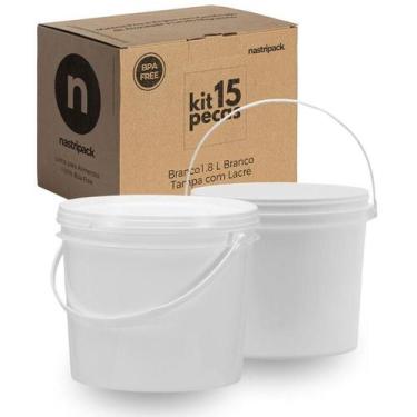 Imagem de Balde Para Construções 1.8L Branco 15 Pçs - Nastripack