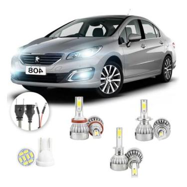 Imagem de Lampadas Led Peugeot 408 2016 A 2020 H8 H1 H7 20000lm - V10, Branco