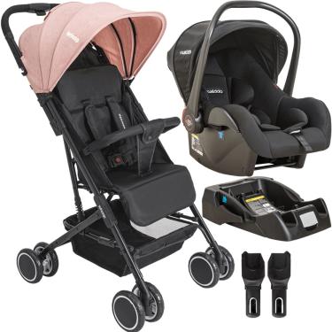 Imagem de Carro de Bebe com Bebe Conforto e Base Kiddo Mascote Rosa