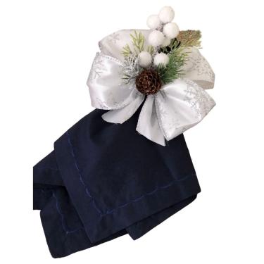 Imagem de Anel Porta Guardanapo Argola Prata Natal Reveillon 12 Peças